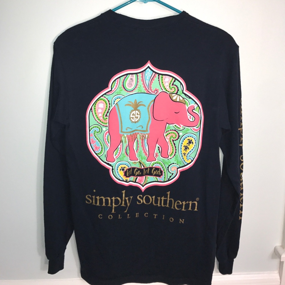 Long-sleeve Navy Blue Simply Southern T-shirt